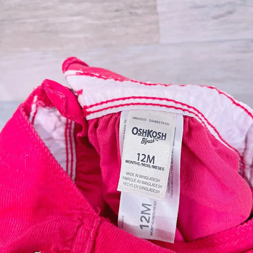 OSHKOSH B'GOSH Corduroy Skirtall Red Overall Dress Cotton Baby Girl 12 Month